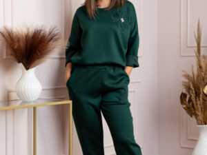 Compleu casual dama verde cu bluza si pantaloni Phoenix
