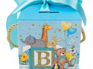 Cutii mărturii botez cu fundă mix două modele (set 50 buc) - Blue