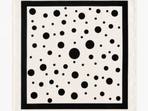 Esarfa satinata patrata alba cu buline negre