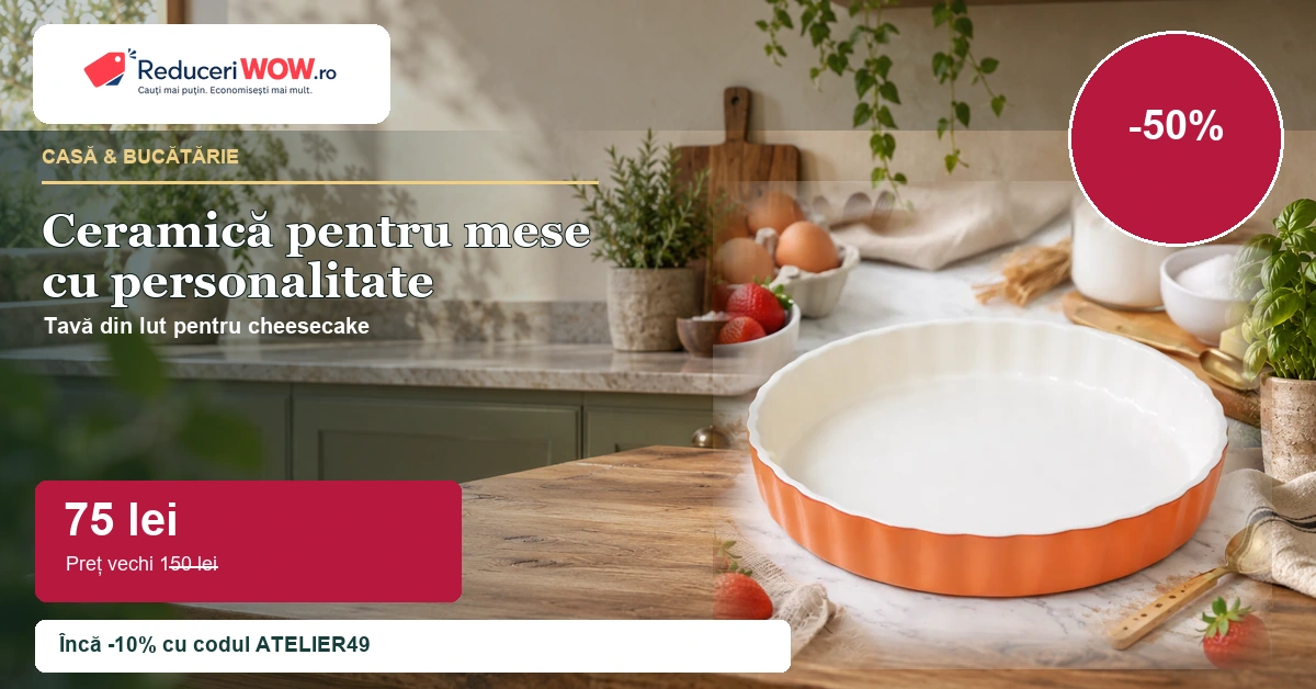 Reduceri Atelier49 la ceramică: până la 50% și încă 10% cu cod 1 Reduceri Atelier49 la ceramică, până la 50% și cod suplimentar