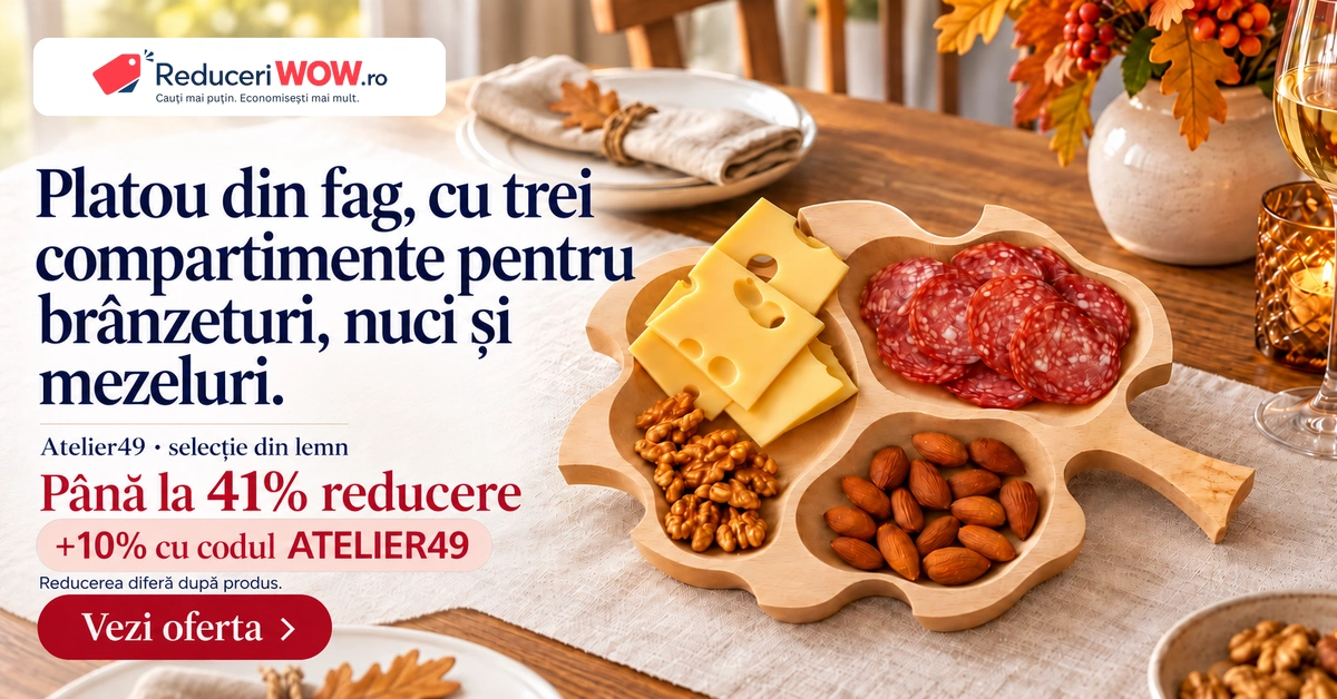 Platouri din lemn Atelier49: un model din fag și cod extra