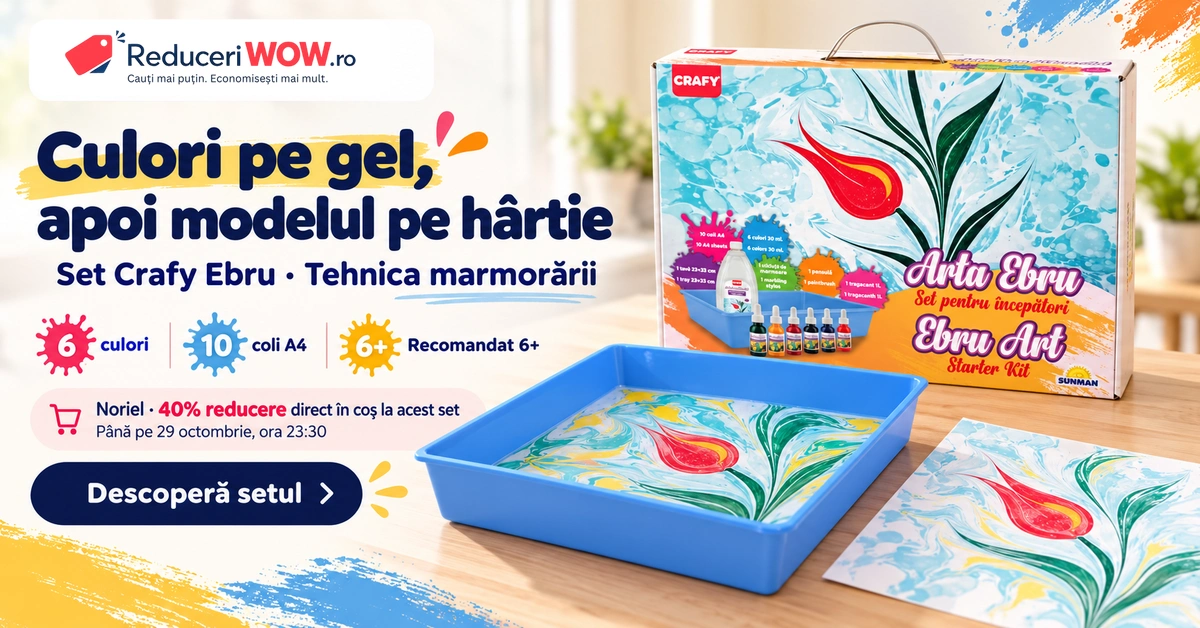 Set Crafy Ebru: culori pe gel, apoi modelul pe hârtie