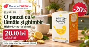 Ceaiuri bio OBIO: Higher Living cu lămâie și ghimbir, 15 plicuri, la 20,10 lei