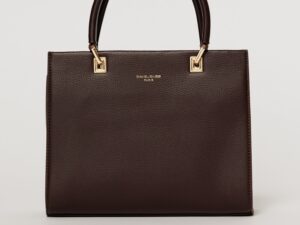 Geanta burgundy office patrata din piele ecologica cu maner dublu