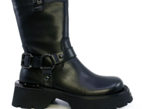 Ghete biker femei Enzo Bertini negre din piele naturală cu elemente decorative  1128DG3983N