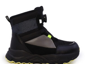 Ghete călduroase baieți Benvenuti negre din textil și piele 1530MG1107N
