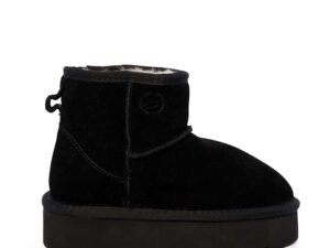 Ghete cu blană naturală fete  Benvenuti negre din piele întoarsă 3350fg58542vn