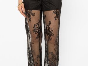 Black Lace-Up Palazzo Pants - M