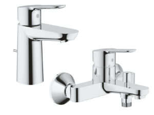 Pachet: Baterie cada/dus Grohe Bau Edge-23334000 + Baterie lavoar Grohe Bau Edge-23328000
