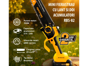 Mini Drujba 8" pe Acumulator cu 2 Acumulatori 21V /2Ah si Incarcator Rotor RBS-82