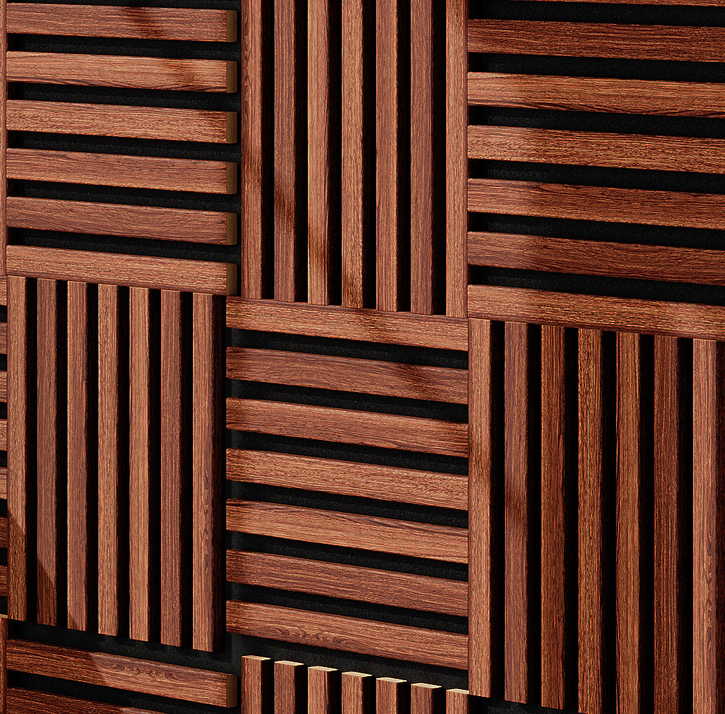 Reducere 20% – Modul riflaj MDF decorativ LDA PREMIUM de tip panou acustic, Stejar Maro, 30x30 cm 1 Modul riflaj MDF decorativ LDA PREMIUM de tip panou acustic