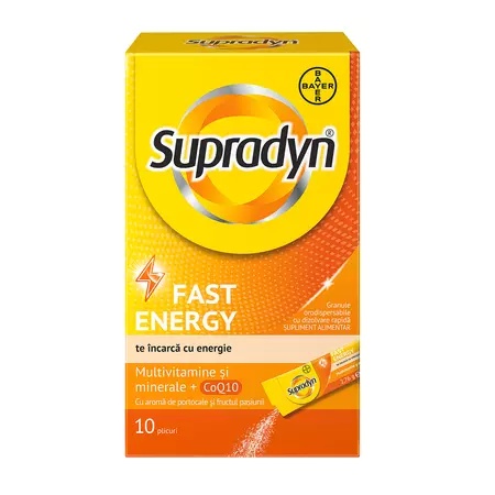 Reducere 15% – Multivitamine si minerale Supradyn Fast Energy, 10 plicuri, Bayer 1 Multivitamine si minerale Supradyn Fast Energy