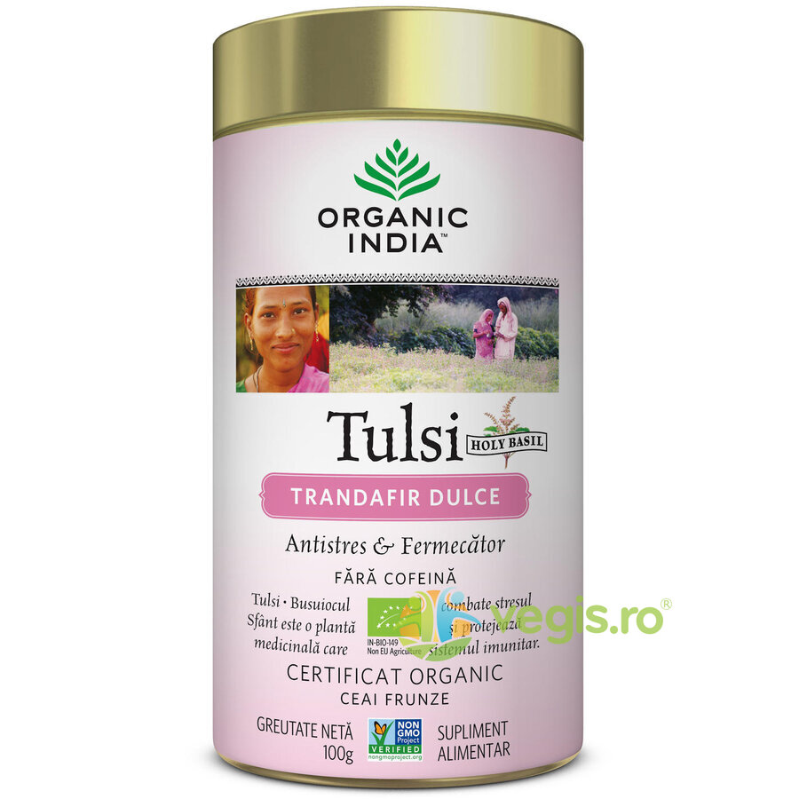 Reducere 20% – Ceai Tulsi Trandafir Dulce Ecologic/Bio 100g 1 Ceai Tulsi Trandafir Dulce Ecologic/Bio 100g