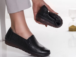 Pantofi dama casual negri din piele ecologica duja