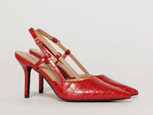 Pantofi eleganti rosii cu imprimeu sarpe