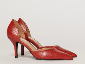 Pantofi rosii eleganti din piele ecologica cu model snake