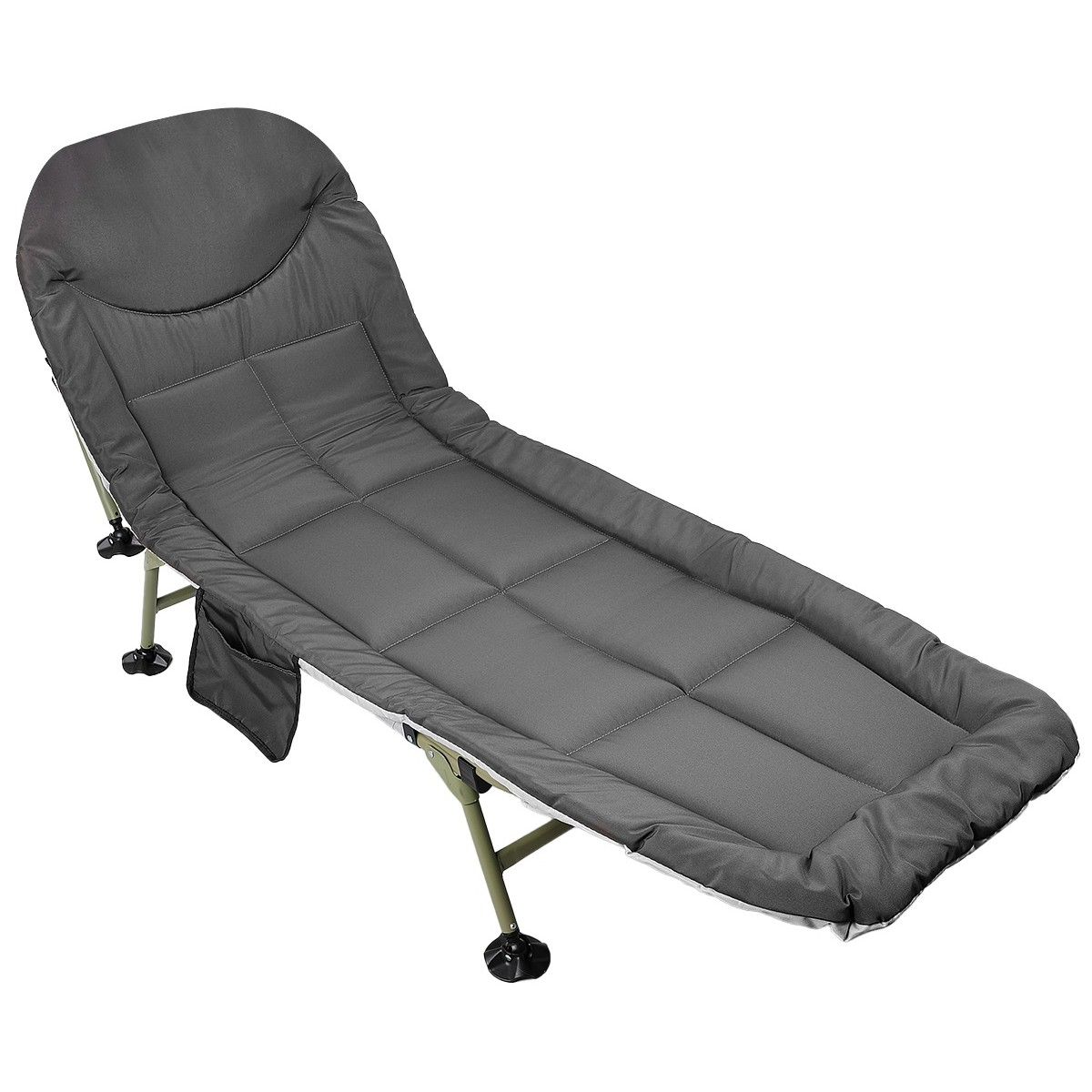 Reducere 20% – Pat camping turistic, pliabil, Deluxe cu spatar reglabil, maxim 150kg, 190x64x30 cm, gri 1 Pat camping turistic