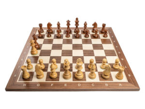 Piese sah Staunton 6 German Clasic  Acacia cu tabla de sah nuc