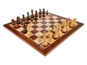 Piese Staunton 6 Columbia cu Tabla de sah pliabila - lemn no 6 - mahon - New edition