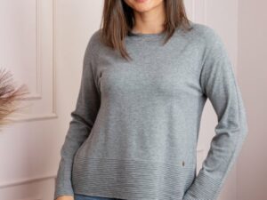 Pulover dama gri cu casmir si maneci raglan Lacey
