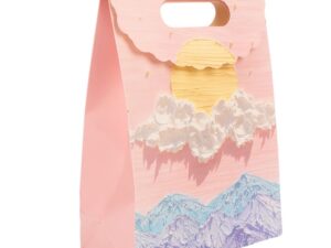 Pungi design pictură 3D cu închidere velcro și mâner - model 1 (set 10 buc) - 24x10x32cm