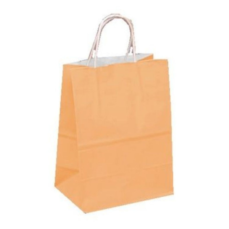 Reducere 14% – Pungi din Hartie cu Manere, Piersica, Interior Alb, 25 x 14 x 30 cm,100 Bucati 1 Pungi din Hartie cu Manere