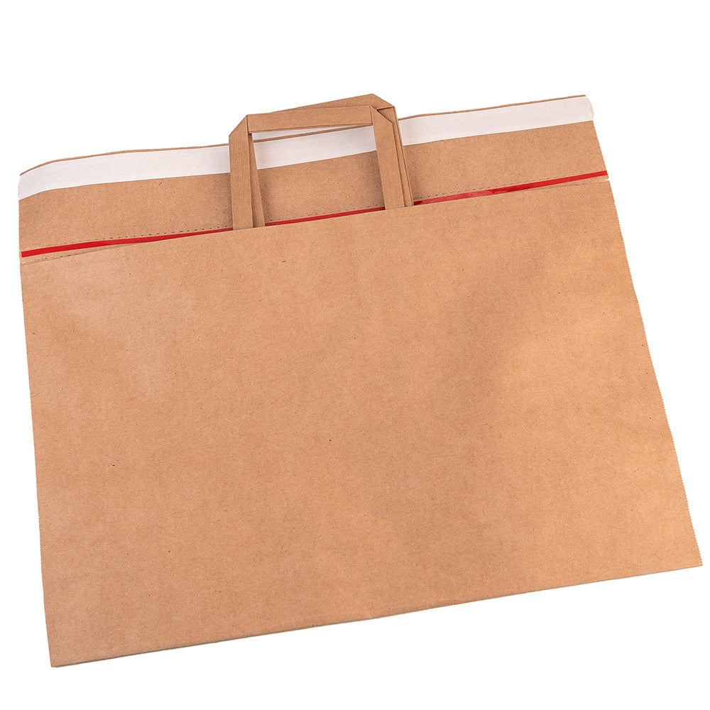 Reducere 32% – Pungi refolosibile cu mâner ascuns, sigiliu și adeziv - kraft (set 10 buc) - 38x14x25.5cm 1 Pungi refolosibile cu mâner ascuns