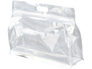 Pungi stand up transparente reutilizabile cu fermoar și mâner (set 50 buc) - 24x17x8cm