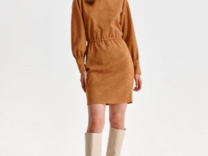 Rochie camel midi cu maneca lunga