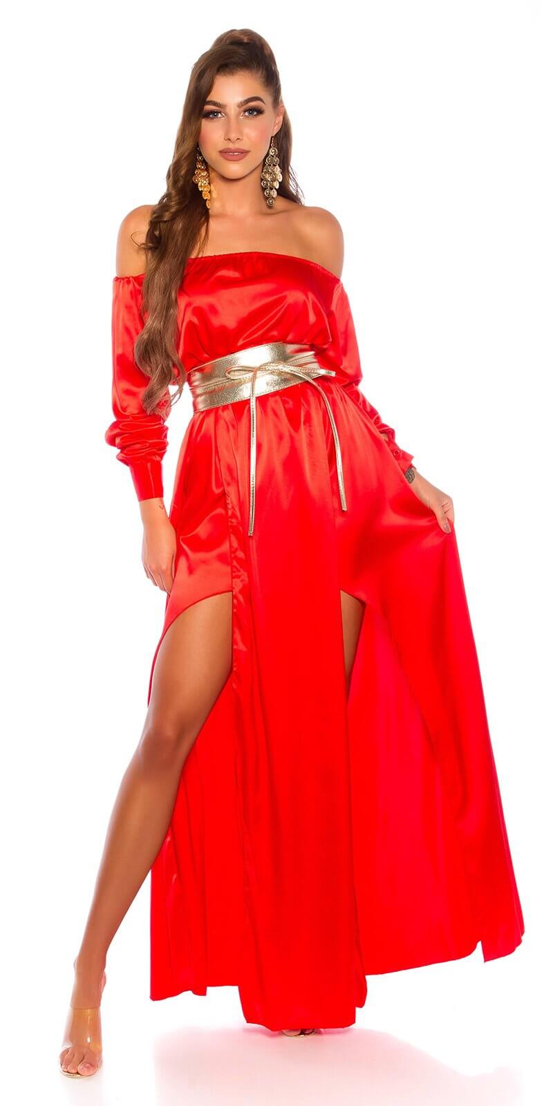 Reducere 12% – Rochie de ocazie eleganta lunga rosie din satin vaporoasa Gul 1 Rochie de ocazie eleganta lunga rosie din satin vaporoasa Gul