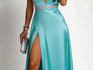 Rochie lunga din tafta menta Carra