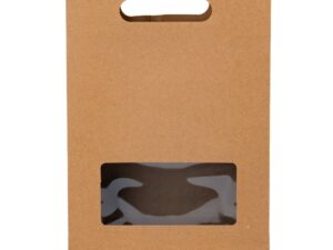 Sacoșe hârtie cu mâner integrat și fereastră - kraft (set 12 buc) - 30x20x8cm