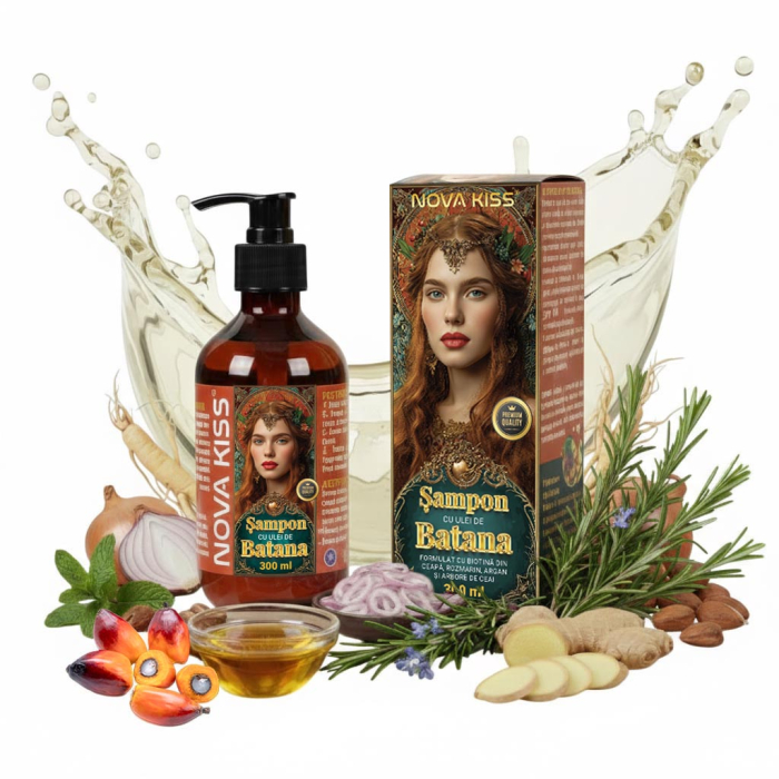 Reducere 27% – Sampon cu Ulei de Batana pentru Cresterea si Regenerarea Parului NOVA KISS , Premium, 300 ml 1 Sampon cu Ulei de Batana pentru Cresterea si Regenerarea Parului NOVA KISS