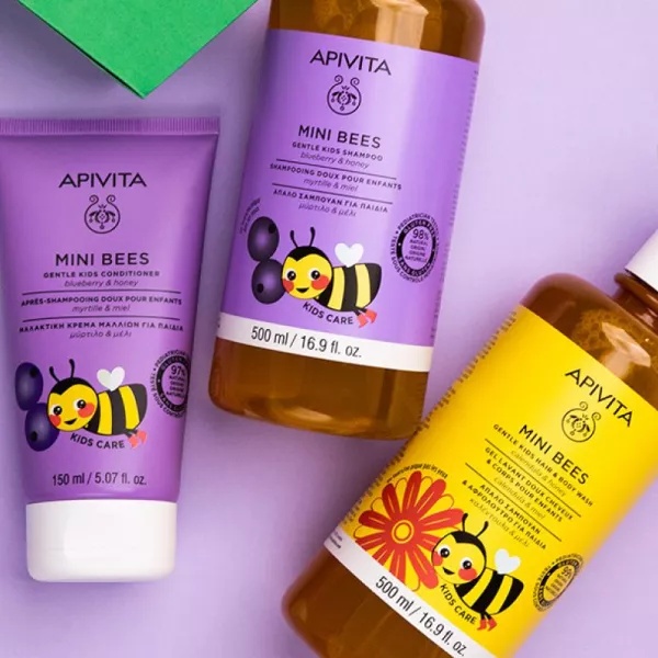 Reducere 20% – Sampon pentru copii cu extract din afine si miere Mini Bees, 500ml, Apivita 2 500ml