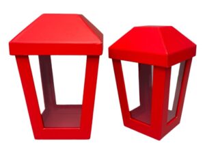 Set 2 cutii în formă de felinar cu capac - roșu - Default Title