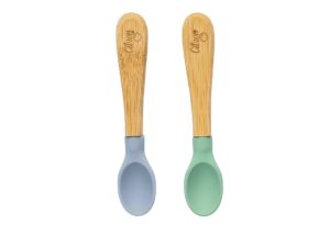 Set 2 linguri din silicon si bambus - Green/Dusty Blue