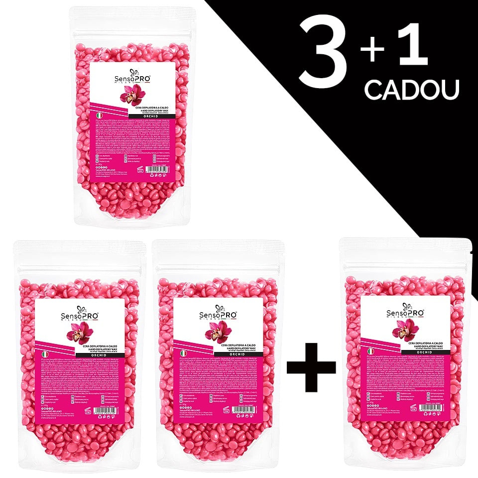 Reducere 52% – Set 3+1 Gratuit Ceara Epilat Elastica Granule SensoPRO Milano Orchid, 100g 1 Set 3+1 Gratuit Ceara Epilat Elastica Granule SensoPRO Milano Orchid