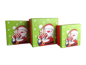 Set 3 cutii dreptunghiulare 3D medii Crăciun - model vine Moșu - Default Title