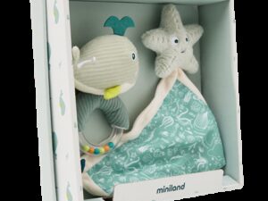 Set cadou bebe - zornaitoare si paturica moale de atasament Ocean
