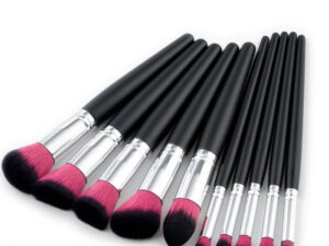 Set de 10 Pensule Profesionale pentru machiaj PINK Black