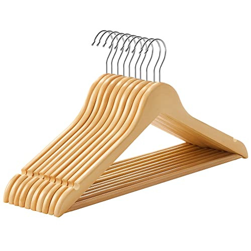 Reducere 26% – Set de 10 umerase din lemn, Songmics, Natural-Argintiu, 44.5x23x1.2 cm 2 Songmics