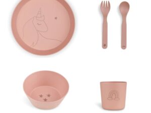 Set pentru hranire cu 4 piese - Unicorn Blush Pink