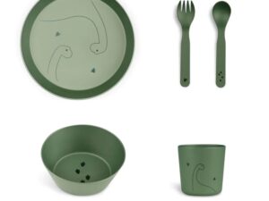 Set pentru hranire din 4 piese - Dino Green