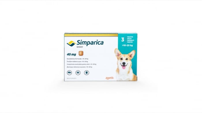 Reducere 50% – Simparica Caine 40 mg (10 - 20 kg), 3 comprimate 1 Simparica Caine 40 mg (10 - 20 kg)