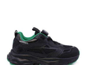 Sneakers baieți Benvenuti negri din material textil și sintetic 3791MP025N