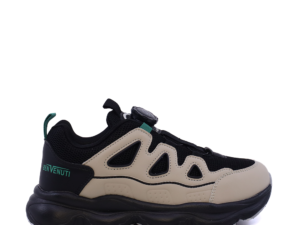 Sneakers baieți Benvenuti negri din piele și  material textil  3791MP019N