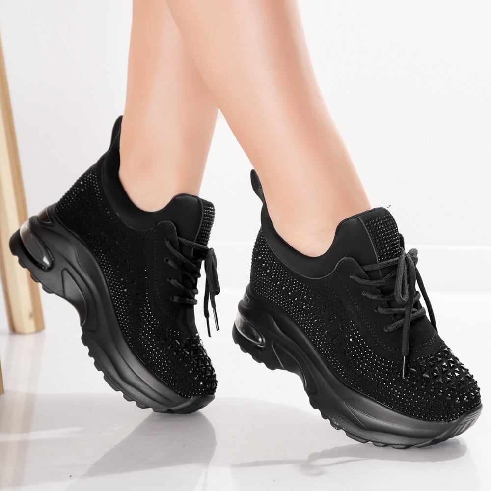 Reducere 35% – Sneakers dama cu Platforma Negri din Piele Ecologica Intoarsa Molana 1 Sneakers dama cu Platforma Negri din Piele Ecologica Intoarsa Molana