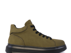 Sneakers high top bărbați Luca di Gioia verde khaki din piele nabuck 3918BG146V
