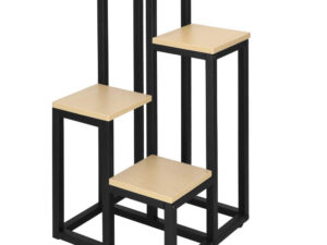 Stand flori cadru metalic 4 etajere polite lemn compact