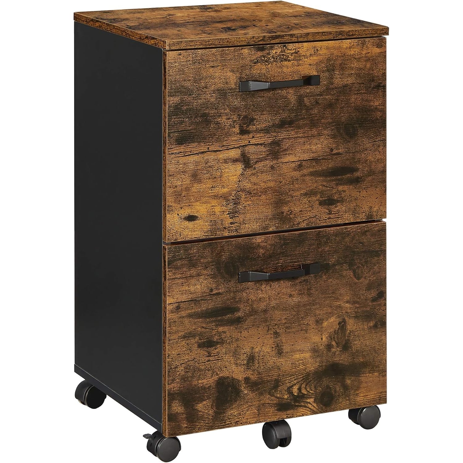 Reducere 20% – Dulap birou tip rollbox cu 2 sertare pentru documente A4, cu roti, stil industrial, 42x40x70 cm, maro rustic Maro 1 Dulap birou tip rollbox cu 2 sertare pentru documente A4